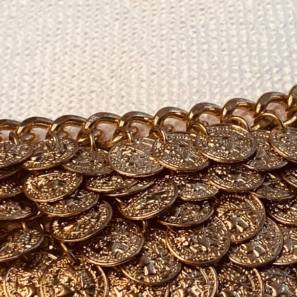 Layered , French Coin Pendant Bib Necklace. - Picture 3 of 3